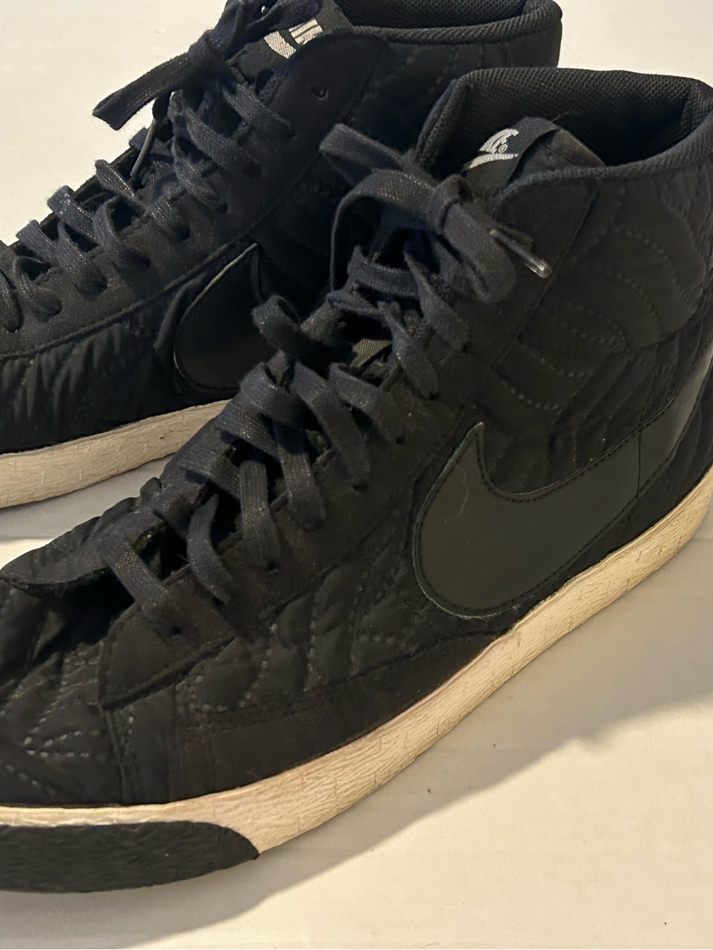 Nike BLAZER Mid PREMIUM SE 857664-001 BLACK Quilted Fabric Textured Womens 8.5 - Picture 7 of 7